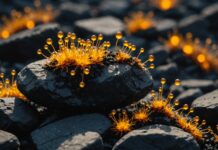 Le plus ancien ambre du monde a 385 millions d’années : ce que révèle cette résine fossile Grains d'ambre fossile du Dévonien dans une veine de charbon