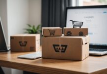 Taxe sur les petits colis 2026 : ce qui change pour vos achats Shein et Temu Colis de livraison empilés près d'un ordinateur portable affichant un achat en ligne