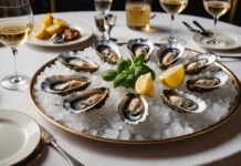 50 Best Discovery s’agrandit : plus de 650 nouvelles adresses gastronomiques dans le monde Table de restaurant gastronomique dressée avec huîtres et vin blanc, ambiance brasserie chic