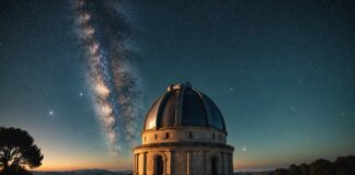Le télescope qui a repéré la toute première exoplanète frappe de nouveau avec une découverte géante Dôme d'observatoire astronomique de nuit sous la Voie lactée