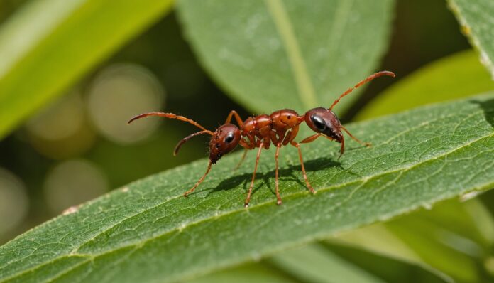 Fourmi électrique et frelon asiatique, deux espèces invasives sous surveillance en France Fourmi et frelon asiatique dans un jardin méditerranéen, illustration des espèces invasives