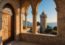 Île Saint-Honorat : la tour-monastère de Lérins rouvre au public après six ans de restauration Tour-monastère fortifiée médiévale de l'île Saint-Honorat au large de Cannes, restaurée