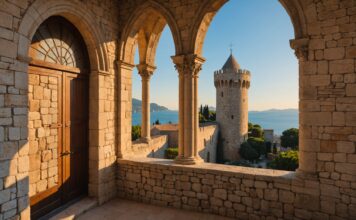 Île Saint-Honorat : la tour-monastère de Lérins rouvre au public après six ans de restauration Tour-monastère fortifiée médiévale de l'île Saint-Honorat au large de Cannes, restaurée