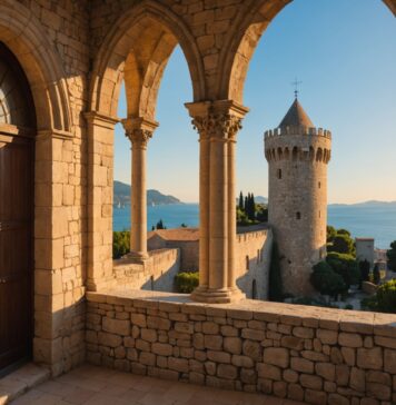 Île Saint-Honorat : la tour-monastère de Lérins rouvre au public après six ans de restauration Tour-monastère fortifiée médiévale de l'île Saint-Honorat au large de Cannes, restaurée