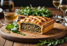 Reims lance le Sacre du Pâté en Croûte, nouveau rendez-vous gourmand Pâté en croûte doré présenté sur une table en bois, illustration du concours gastronomique de Reims