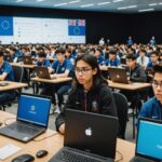 Olympiade internationale d’informatique : la France décroche deux médailles de bronze Jeunes candidats concentrés devant leurs ordinateurs lors d'une olympiade internationale d'informatique