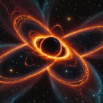 MoM-BH*-1 : les astronomes découvrent une étoile alimentée par un trou noir en pleine croissance Représentation d'une étoile géante avec un trou noir en son cœur dans l'espace profond