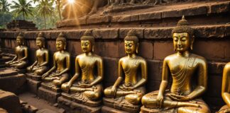 Sri Lanka : une découverte archéologique exceptionnelle de statues de Bouddha en or Statues de Bouddha anciennes plaquées or exhumées sur un site archéologique au Sri Lanka