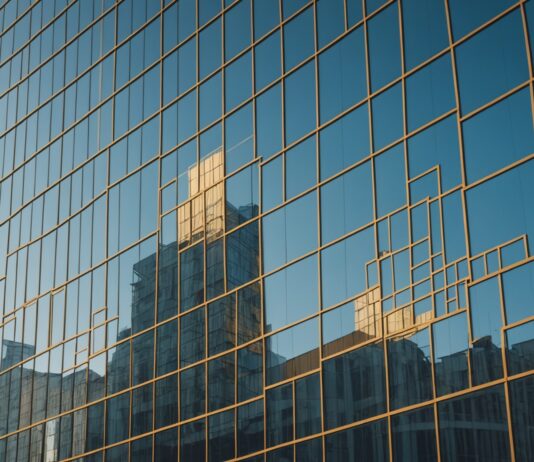 Climat des affaires en France : pourquoi les enquêtes et les chiffres réels ne racontent pas la même histoire Illustration de la conjoncture économique française, courbes et immeuble de bureaux