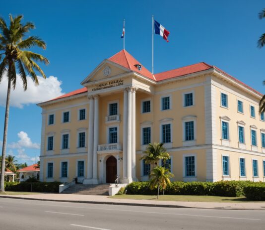 Martinique : l’accord-cadre 2026 sur l’évolution institutionnelle publié au Journal officiel Façade d'un bâtiment administratif caribéen avec drapeaux, illustrant l'évolution institutionnelle de la Martinique