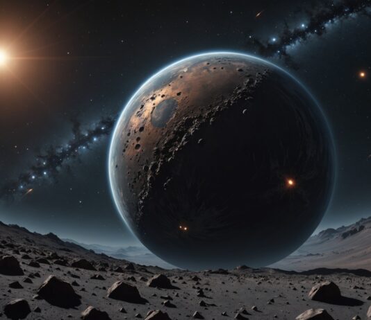 GJ 523b : les astronomes découvrent une « méga-Terre » qui bouscule les modèles de formation planétaire Illustration d'une exoplanète rocheuse dense de type méga-Terre dans l'espace