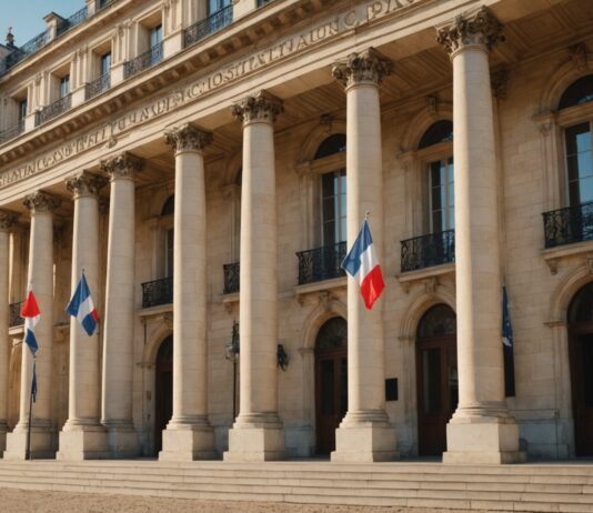 Élections sénatoriales : comment se déroule le renouvellement du Sénat Bâtiment institutionnel français à colonnes, illustration des élections sénatoriales