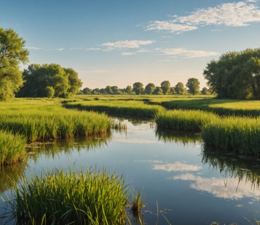 Biodiversité en France : la dégradation s’accélère alors que Bruxelles attend les plans nationaux Marais et zone humide en France au coucher du soleil, illustration de la biodiversité et de sa restauration