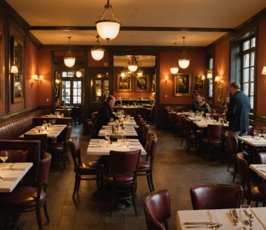 Le grand retour des bouillons, ces cantines populaires qui conquièrent la France Salle de restaurant bouillon à la française, décor Belle Époque, grandes tablées