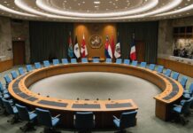 La France prend la présidence tournante du Conseil de sécurité de l’ONU Salle du Conseil de sécurité de l'ONU à New York