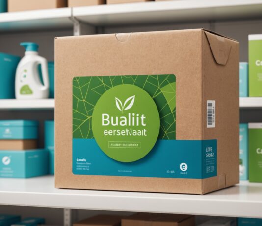 Achats : bientôt la fin du greenwashing sur vos produits Illustration d'une etiquette de durabilite posee sur un produit de consommation, symbole des achats responsables