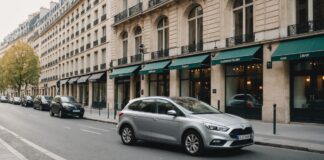 Location de voiture à Paris : le guide complet pour bien choisir son loueur Voiture de location garée dans une rue parisienne haussmannienne