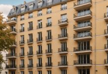 Crédit immobilier : pourquoi les taux repartent à la hausse en France Façade d'immeuble résidentiel avec balcons sous un ciel d'automne