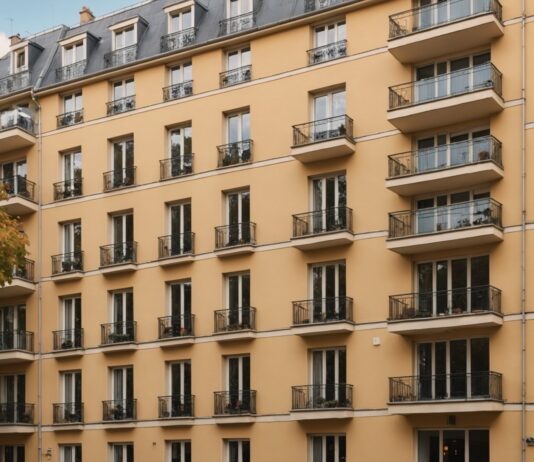 Crédit immobilier : pourquoi les taux repartent à la hausse en France Façade d'immeuble résidentiel avec balcons sous un ciel d'automne