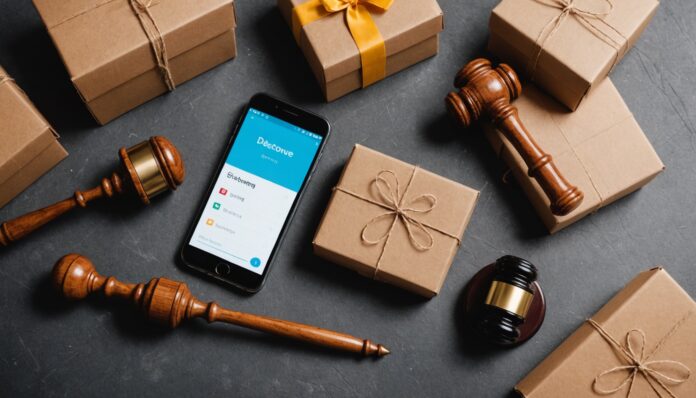 Colis de commerce en ligne et smartphone symbolisant les droits des consommateurs en e-commerce