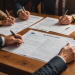 Frais bancaires de succession : ce qui change vraiment pour les héritiers Illustration éditoriale de documents de succession et de calculs financiers sur un bureau en bois