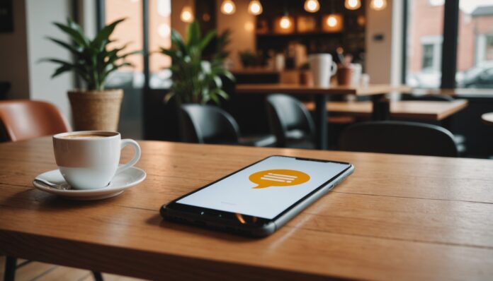 Choisir un site de rencontre : les bons réflexes Smartphone affichant une conversation de messagerie, illustration guide site de rencontre