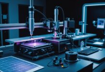 Médaille d’or du CNRS : la physicienne qui transforme la lumière en matière Chip de microcavité semi-conductrice émettant une lumière bleu-violet dans un laboratoire de physique quantique