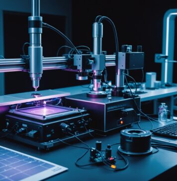 Médaille d’or du CNRS : la physicienne qui transforme la lumière en matière Chip de microcavité semi-conductrice émettant une lumière bleu-violet dans un laboratoire de physique quantique