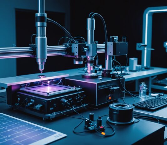 Médaille d’or du CNRS : la physicienne qui transforme la lumière en matière Chip de microcavité semi-conductrice émettant une lumière bleu-violet dans un laboratoire de physique quantique