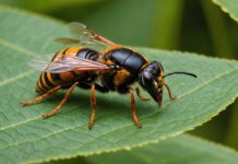 Frelon asiatique : le plan national 2026 change les règles du signalement des nids Frelon asiatique (Vespa velutina) photographié en gros plan dans un jardin français