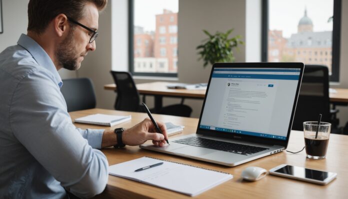 Utiliser efficacement son CPF Adulte consultant des formations en ligne sur un ordinateur portable