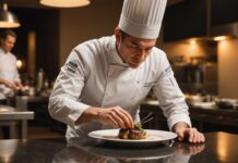 Trophées Le Chef : le vote secret qui élit le meilleur cuisinier de France Chef cuisinier dressant un plat dans un restaurant gastronomique français