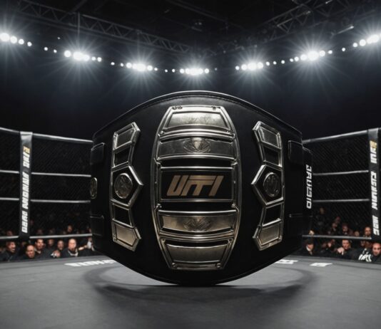 Ciryl Gane devient champion incontesté de l’UFC : ce que change ce nouveau statut Ceinture de championnat de MMA illuminée sous les lumières d'une cage octogonale