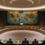 Intelligence artificielle : Sam Altman et Dario Amodei réclament des règles internationales à l’ONU Salle du Conseil de sécurité de l'ONU avec une évocation visuelle de réseaux numériques liés à l'intelligence artificielle