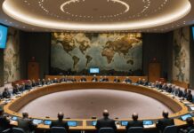 Intelligence artificielle : Sam Altman et Dario Amodei réclament des règles internationales à l’ONU Salle du Conseil de sécurité de l'ONU avec une évocation visuelle de réseaux numériques liés à l'intelligence artificielle