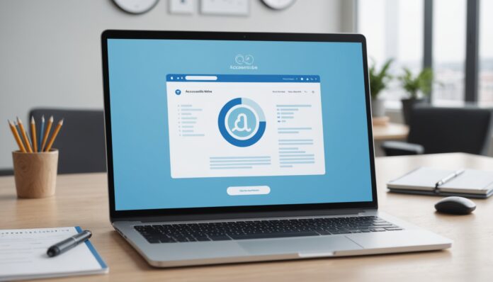 Illustration d'un ordinateur portable affichant une interface web accessible, symbole d'accessibilité numérique