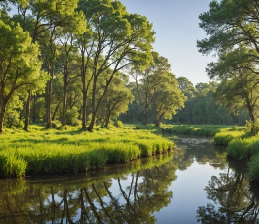 Restauration de la nature : la France remet son plan à Bruxelles Rivière française aux berges restaurées, végétation native et zones humides