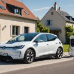 Voiture électrique : jusqu’à 7 600 euros d’aide pour les gros rouleurs aux revenus modestes Voiture electrique en charge devant une maison en France