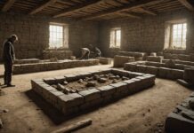 Un rempart gaulois retrouvé à Paris relance la question des origines de Lutèce Site de fouille archéologique avec vestiges de mur en pierre et bois