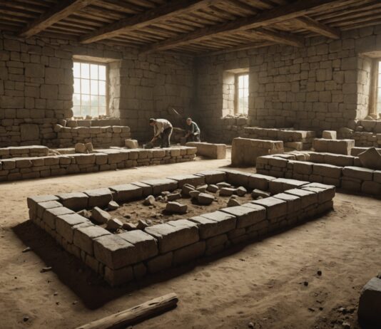 Un rempart gaulois retrouvé à Paris relance la question des origines de Lutèce Site de fouille archéologique avec vestiges de mur en pierre et bois