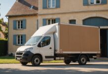 Aides déménagement : à quels dispositifs avez-vous vraiment droit ? Camion de déménagement garé devant une maison, cartons transportés par les déménageurs