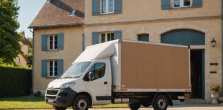Aides déménagement : à quels dispositifs avez-vous vraiment droit ? Camion de déménagement garé devant une maison, cartons transportés par les déménageurs