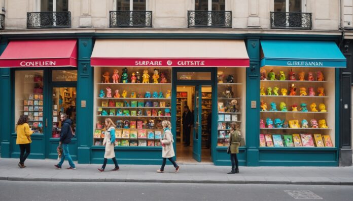 Flagship Pop Mart à Paris Boutique de figurines collector façon Pop Mart sur un boulevard parisien