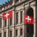 Référendum sur la neutralité en Suisse : un « non » massif et ses conséquences Drapeau suisse flottant devant le Palais fédéral à Berne