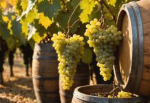 Vendanges : la plus petite récolte de vin depuis 1957, mais les prix ne devraient pas s’envoler Vignoble français en période de vendanges, grappes de raisin en gros plan