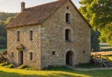 Loto du Patrimoine : cent nouveaux sites sélectionnés, et une définition du patrimoine qui s’élargit Ancien moulin en pierre en cours de restauration dans la campagne française, patrimoine local