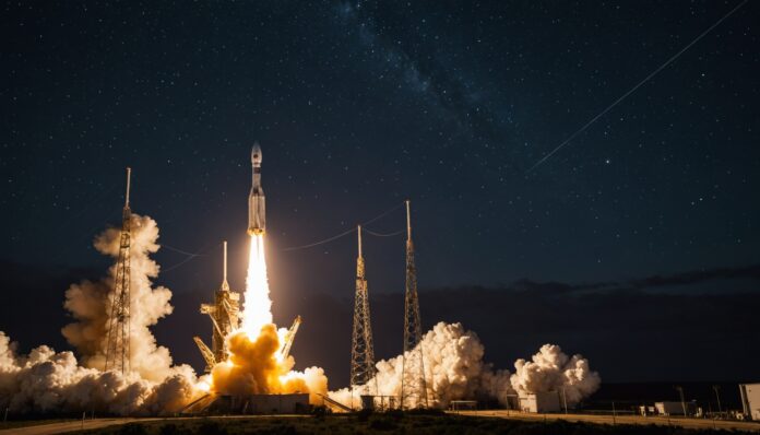 Fusée Vega-C au décollage depuis le port spatial de Kourou en Guyane