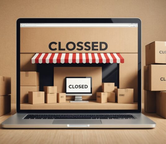Rakuten France ferme ses portes : ce que ça change pour vendeurs et clients Illustration symbolique de la fermeture d'une plateforme de vente en ligne