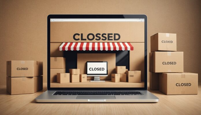 Fermeture de Rakuten France : boutique en ligne fermée Illustration symbolique de la fermeture d'une plateforme de vente en ligne