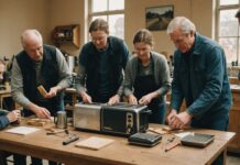 Journées nationales de la réparation : comment en profiter pour réparer plutôt que jeter Bénévoles réparant ensemble un petit électroménager et un vélo lors d'un atelier collaboratif